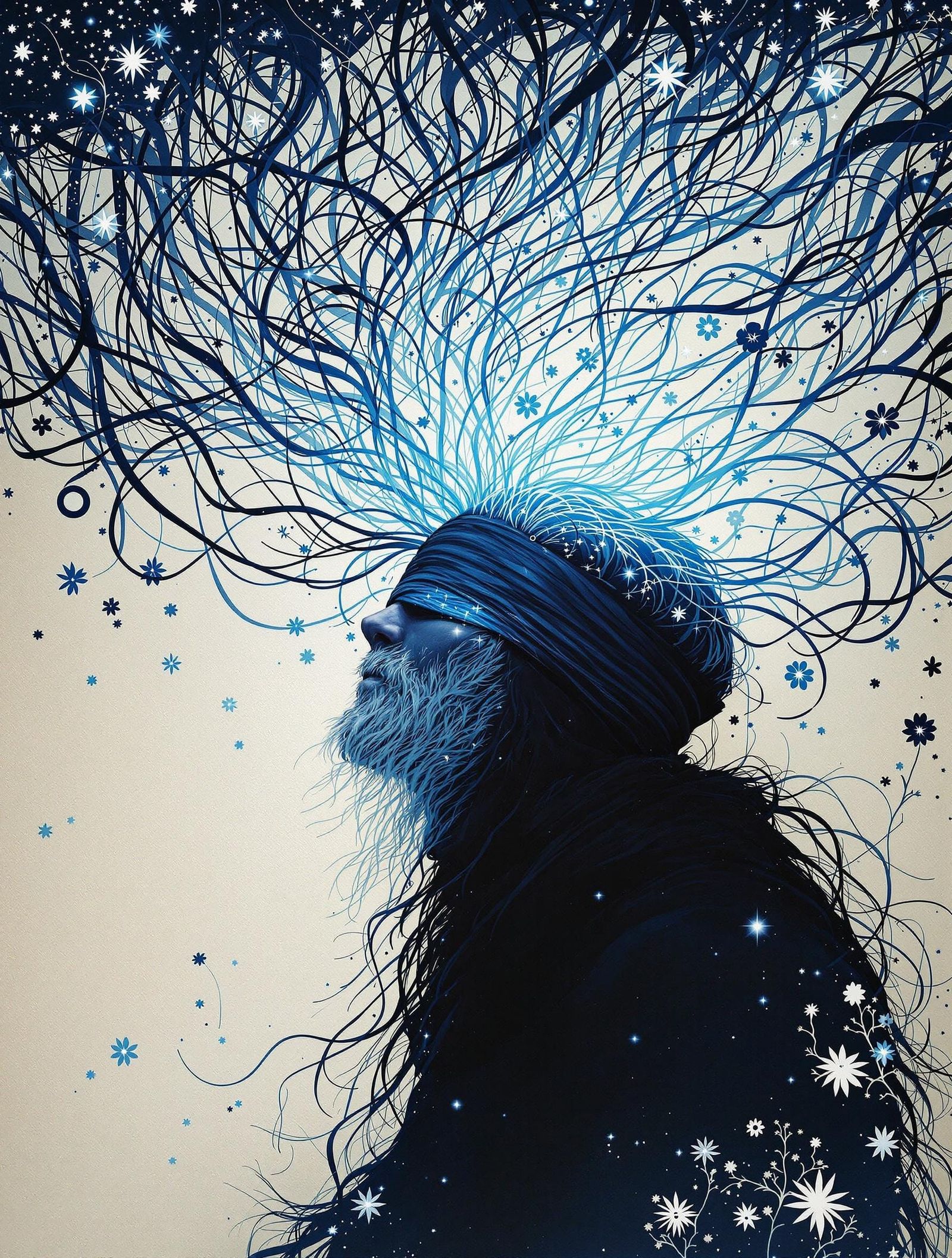 Elder in Cosmic Ascension, Fermented Indigo and Mica