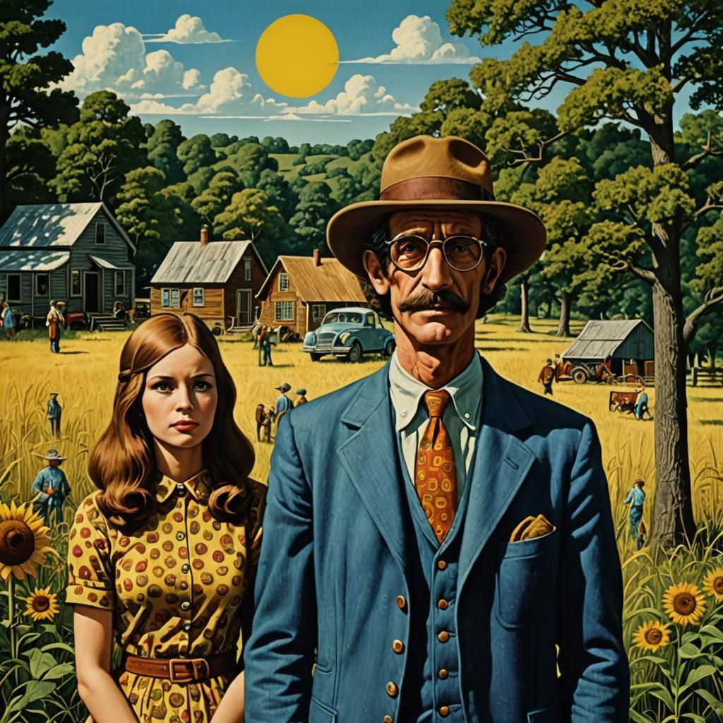 Dadaist Hippie Community Artwork in Sixties Style