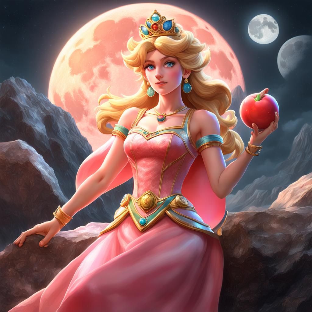 Princess Peach as Goddess in Hyperrealistic Portrait