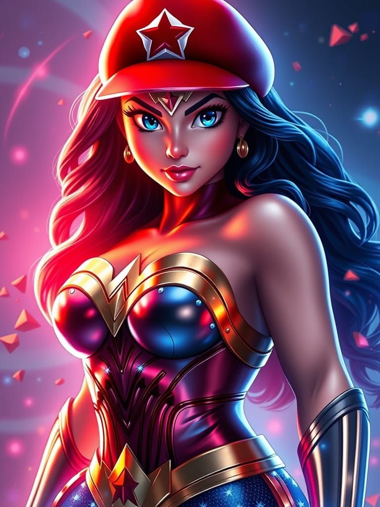 Wonder Woman Reimagined in Mario Bros Style