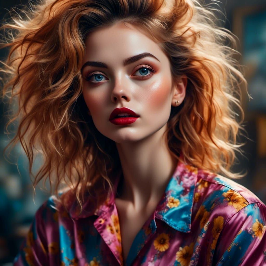 Expressive Portrait of Woman with Messy Hair