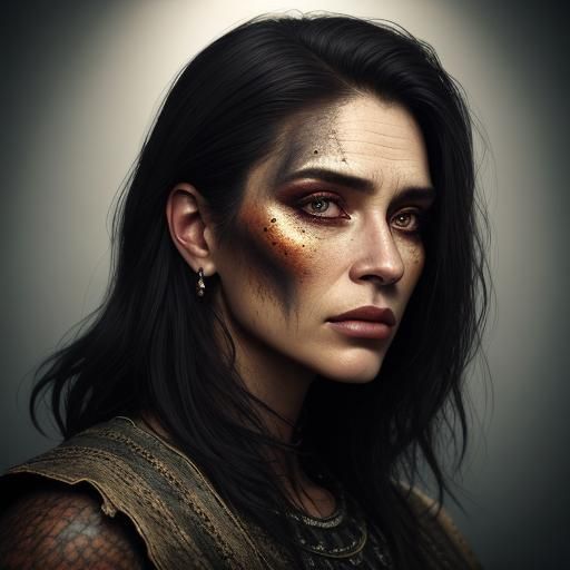 Vibrant Portrait of Woman with Distressed Textures