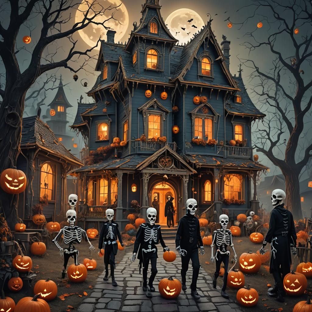 Halloween Night: Eerie Whimsical Fantasy Concept Art