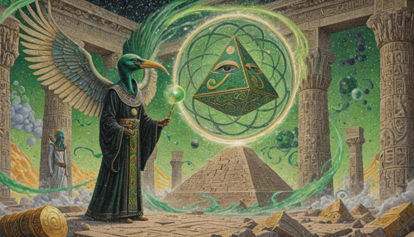 Thoth Levitation: A Pointillist Renaissance Scene