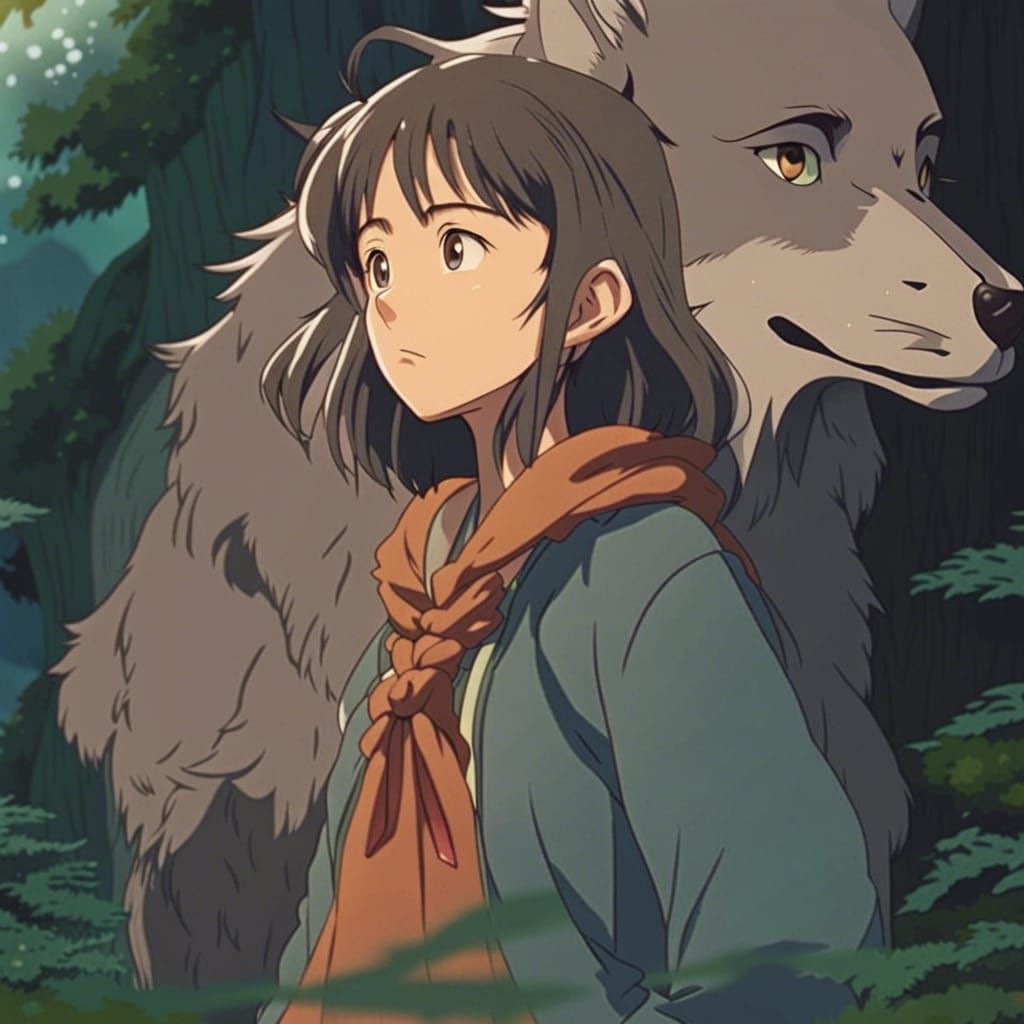Anime Wolf Girl Inspired by Studio Ghibli