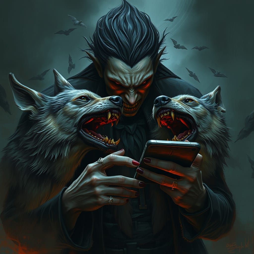 Mysterious Vampire in Dark Cyberpunk Ambiance