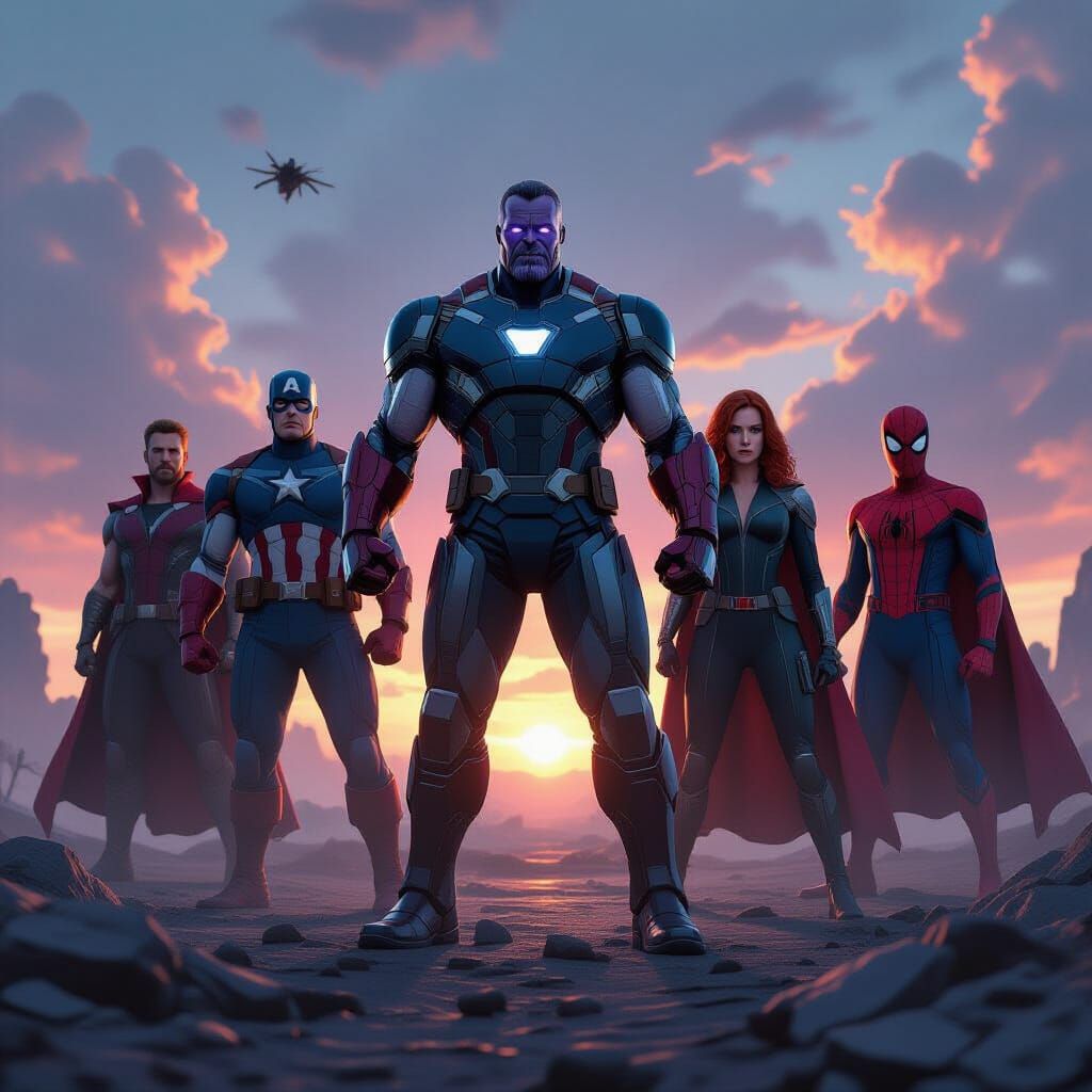 Avengers vs Thanos Epic Digital Matte Painting