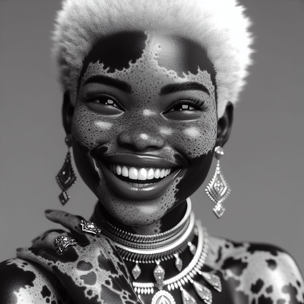 Hyperrealistic Portrait of a Joyous African Woman