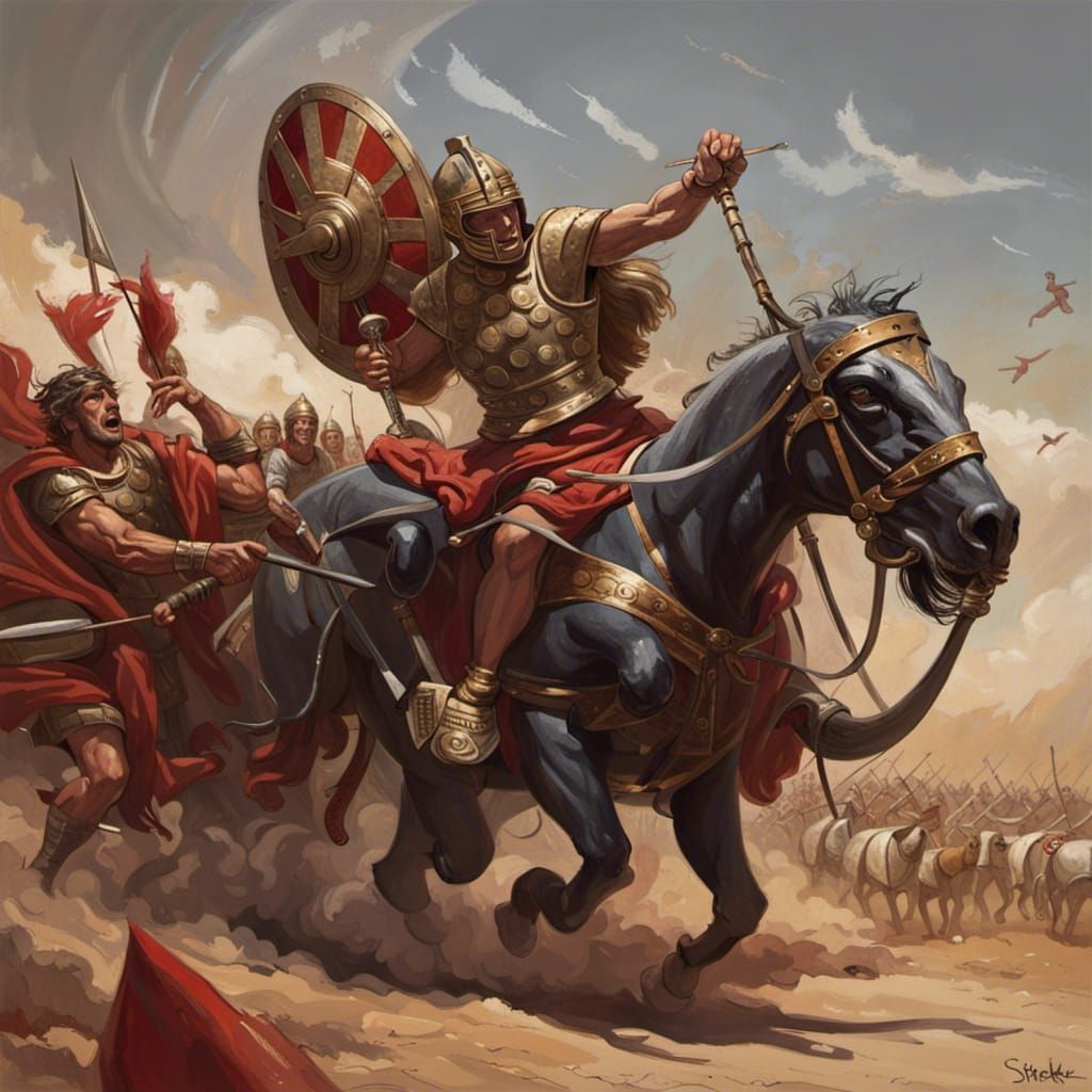 Roman Gladiator Rides Chariot Into Battle