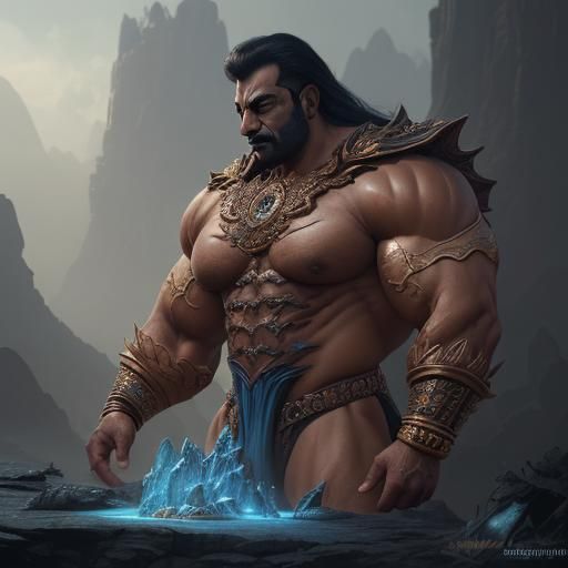 World's Largest Bodybuilder: Detailed Matte Painting