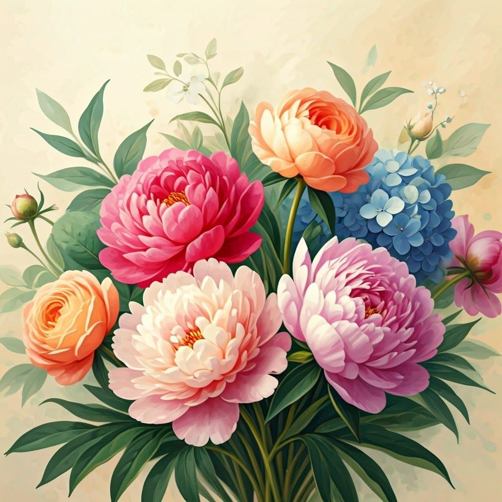 Surreal Floral Still Life in Impressionist Style