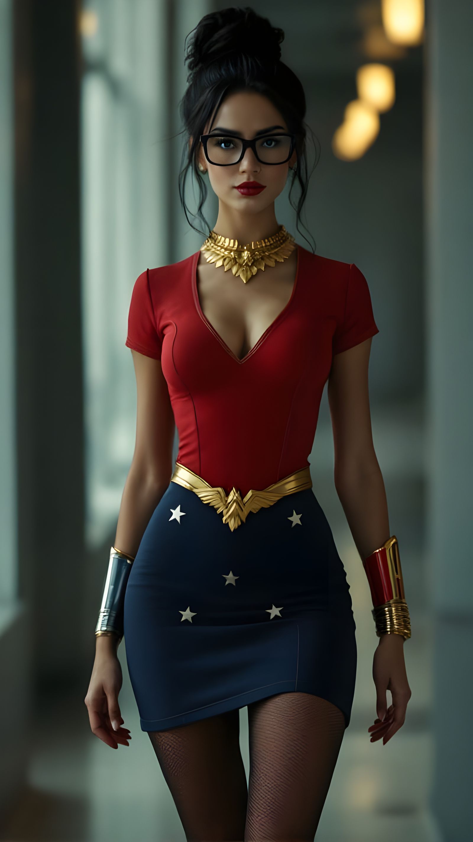 Elegant Business Wonder Woman in Cinematic Film Style