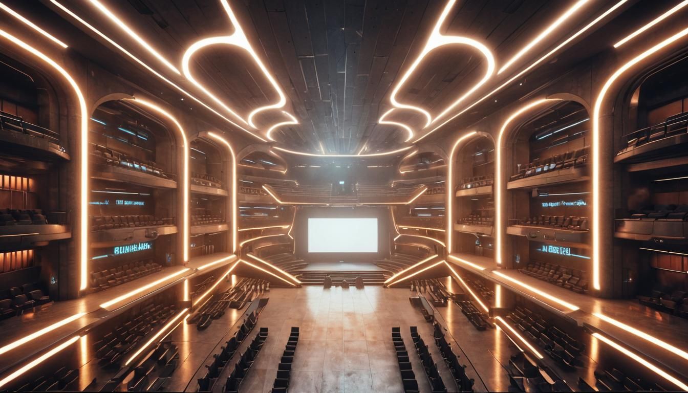 Sleek Sci-Fi Lecture Hall in Cyberpunk Style
