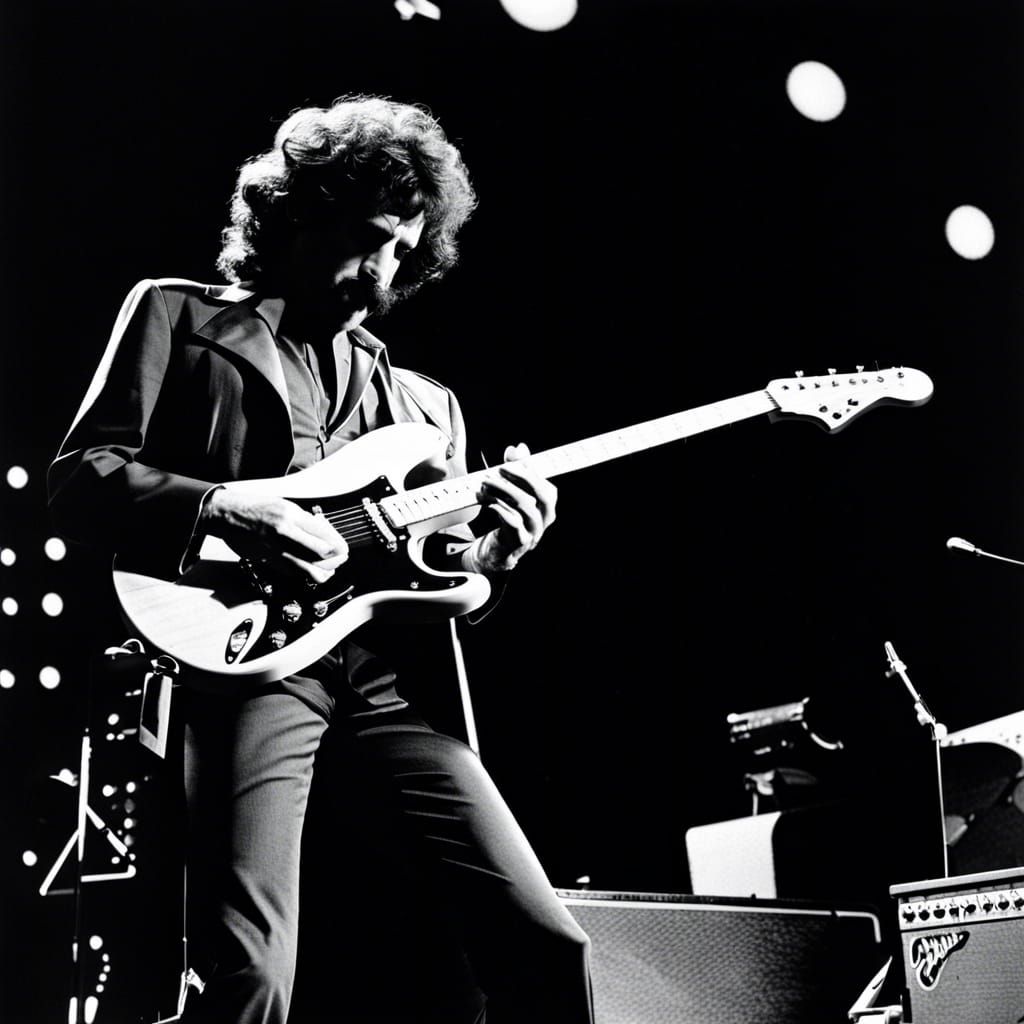 Frank Zappa Playing Stratocaster in Cubist Style