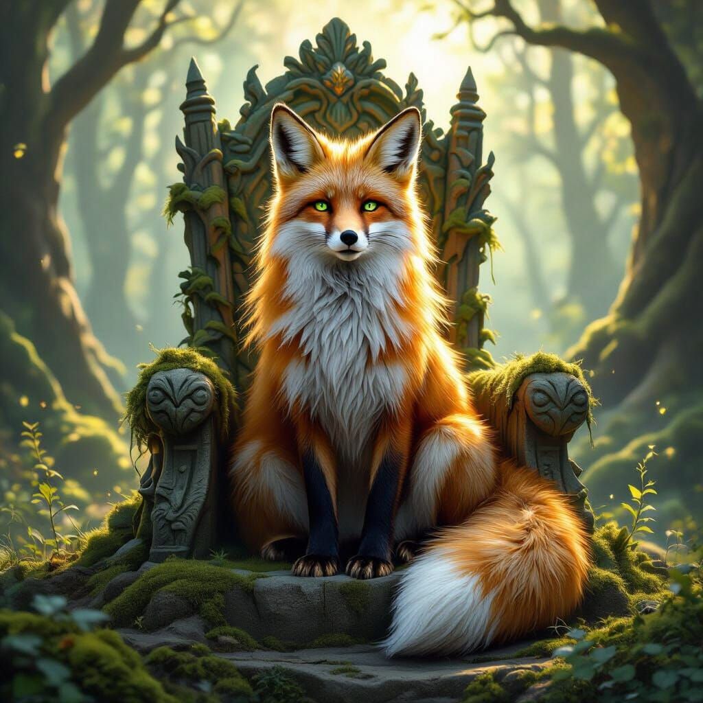 Golden Fox King on Ancient Throne
