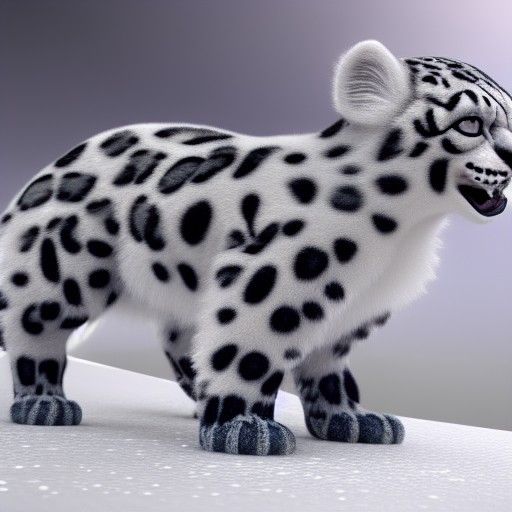Icy Snow Leopard Pokémon Kitten in 4K CGI