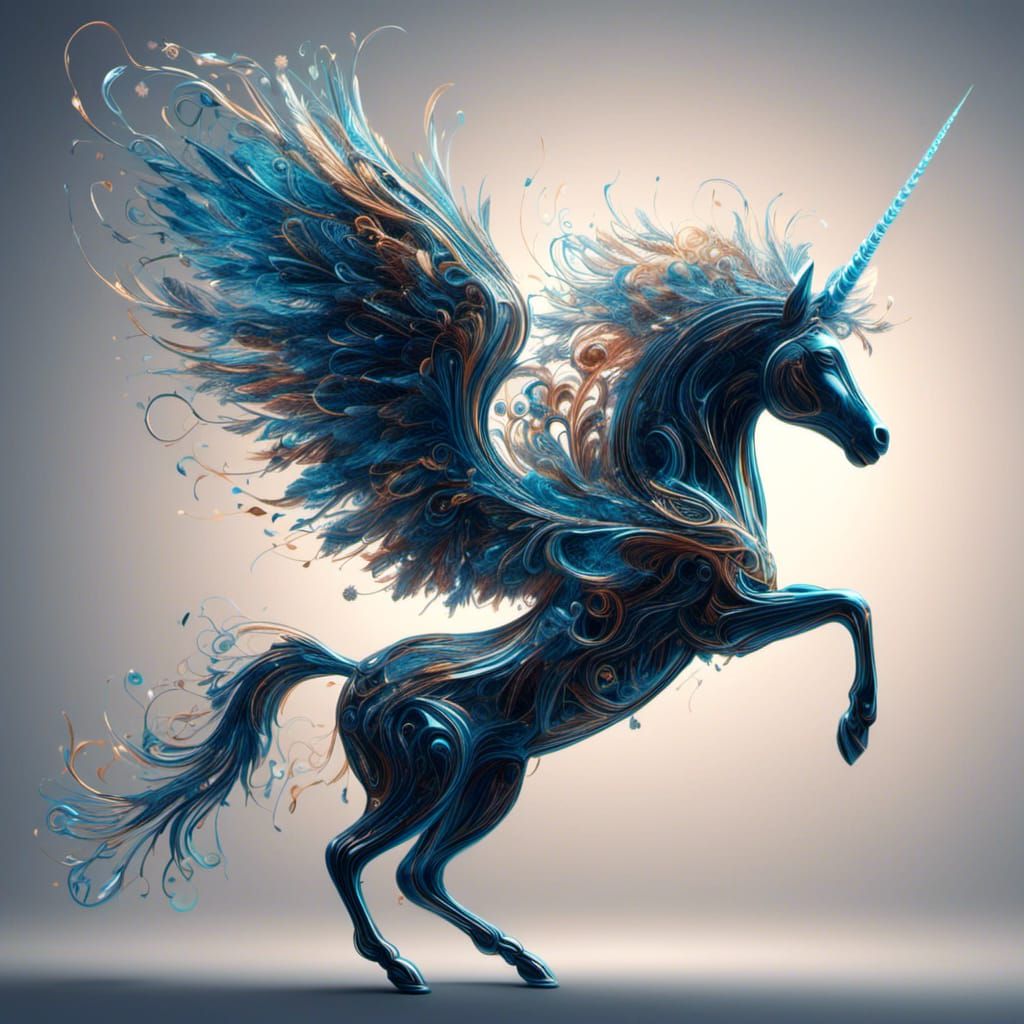 Electric Winged Unicorn in Abstract Ethereal Style