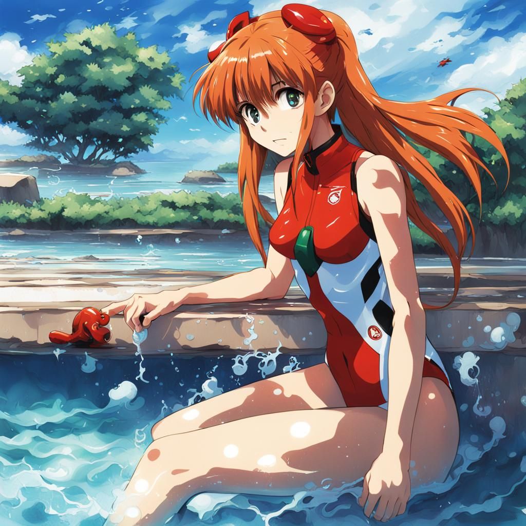 Asuka Langley in Swimsuit: Anime Key Visual