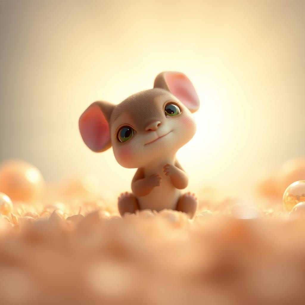 Charming Creature in Vibrant 3D Animation Style