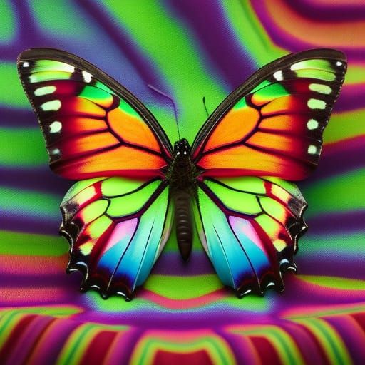 Rainbow Butterfly Fantasy Art in Detailed Matte Style