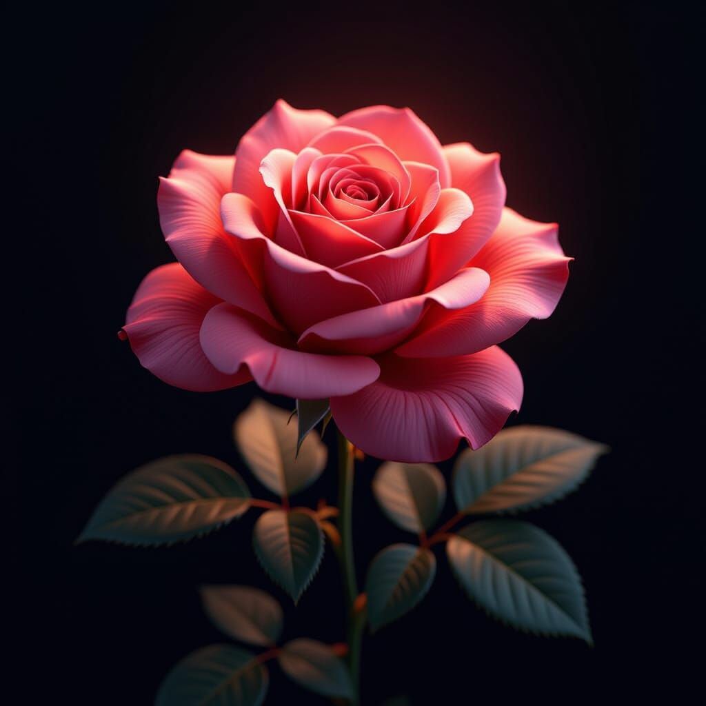 Blooming Red Rose in Ultra-Realistic 3D