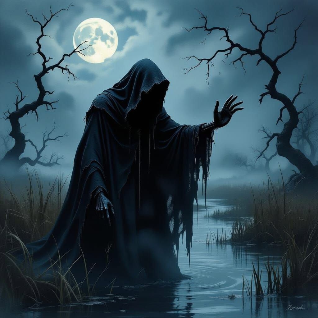 Gothic Horror: Dark Apparition in the Marshes