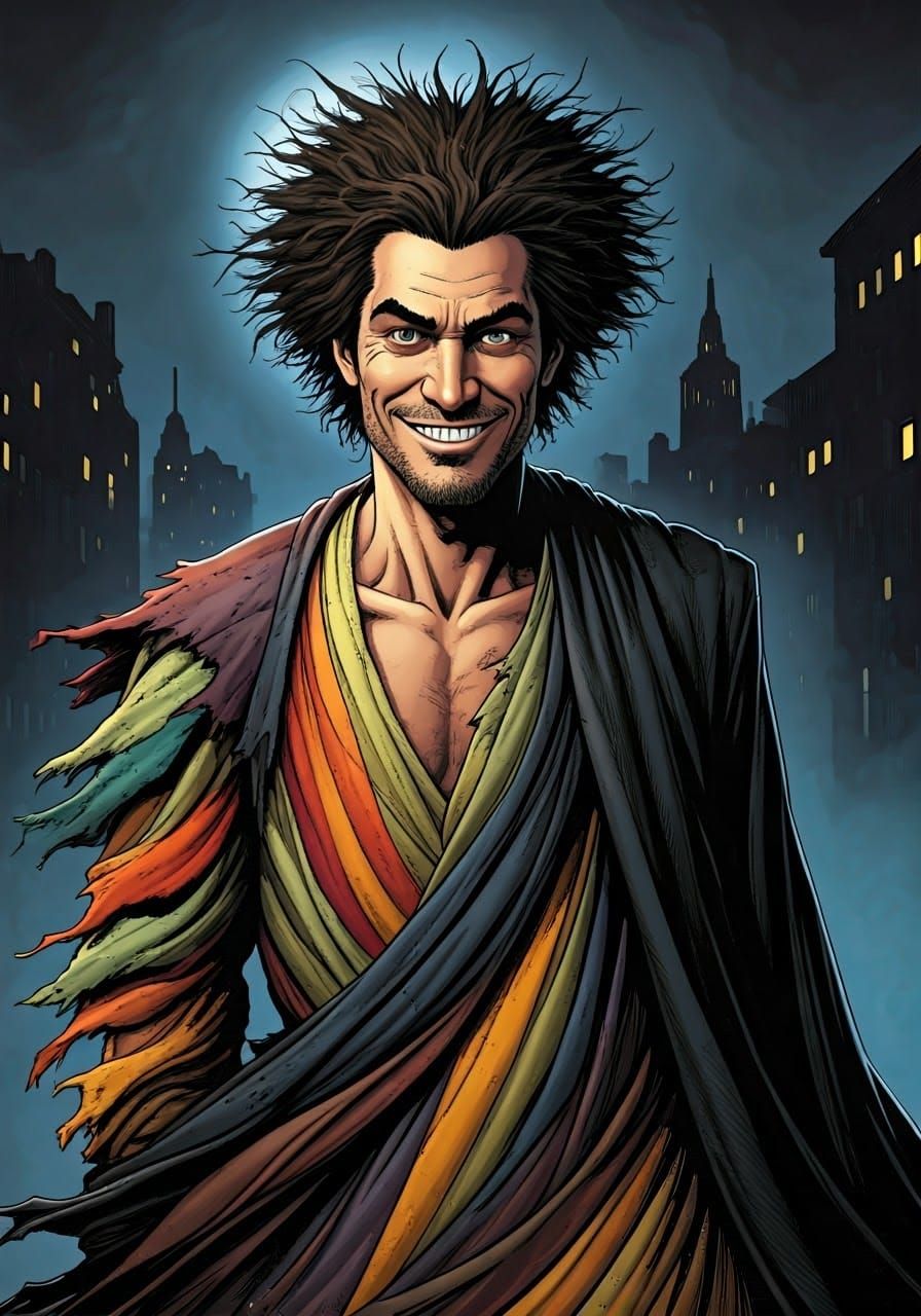 Mysterious Dervish in a Gritty Cityscape