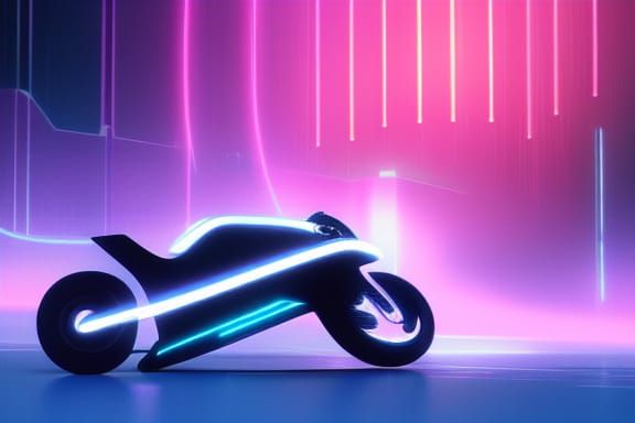 Tron Lightcycle in 3D Digital Art Style