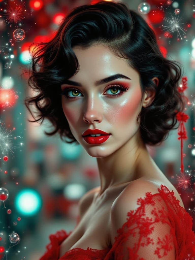 Glitch Art Portrait with Fractal Overlay