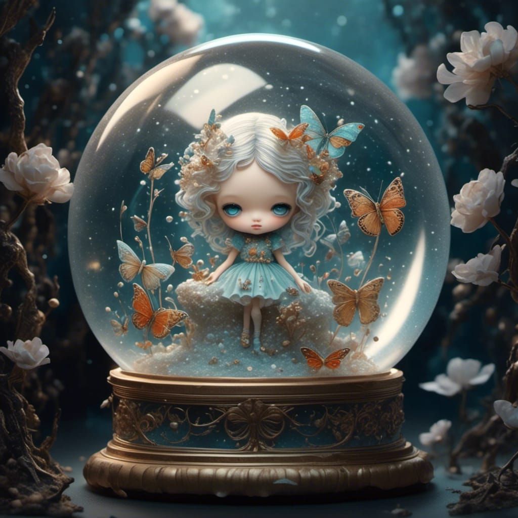 Snowglobe Butterfly: Detailed Pointillist Cardboard Art
