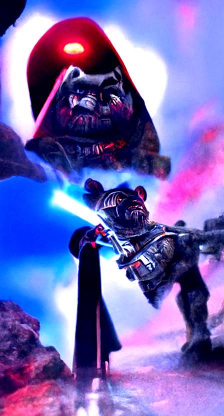 Grogu as Sith Lord in Sci-Fi Battle
