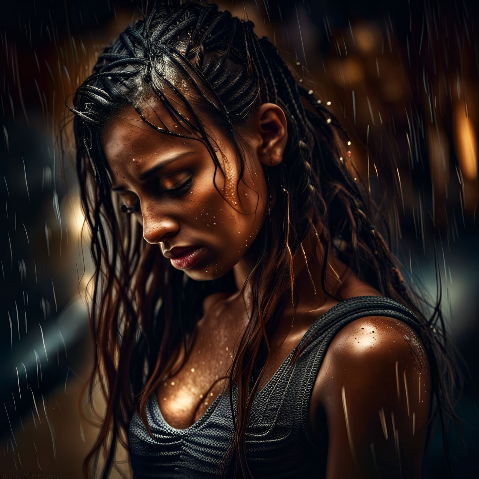 Hyperrealistic Portrait of a Woman Crying