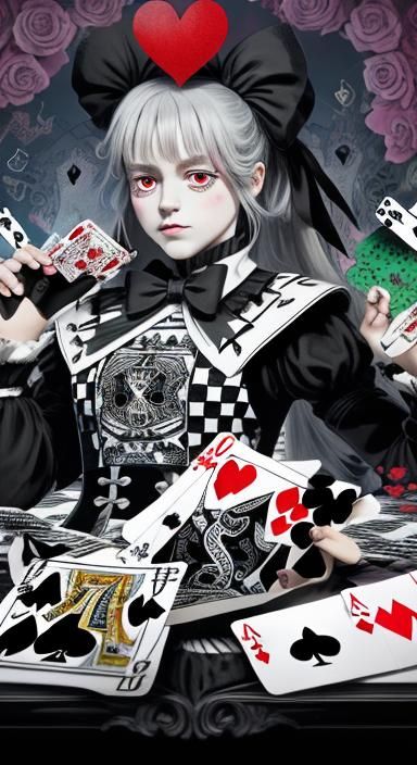 Alice in Wonderland Whimsical Playing Card Scene