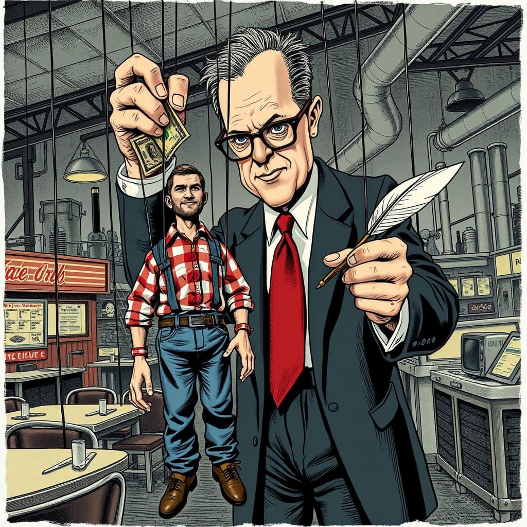 Rupert Murdoch Puppeteer Manipulates Working-Class American