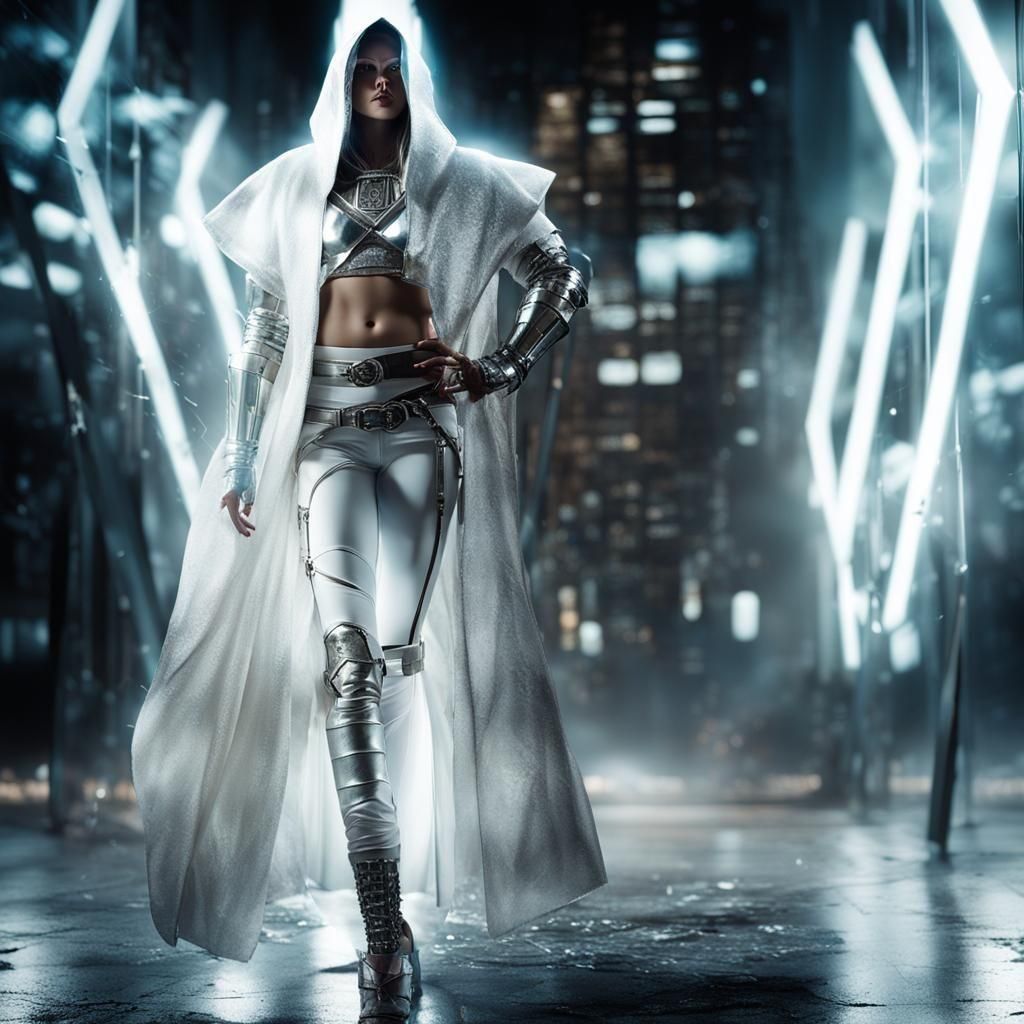 Futuristic Outfit with Metallic Details in HDR