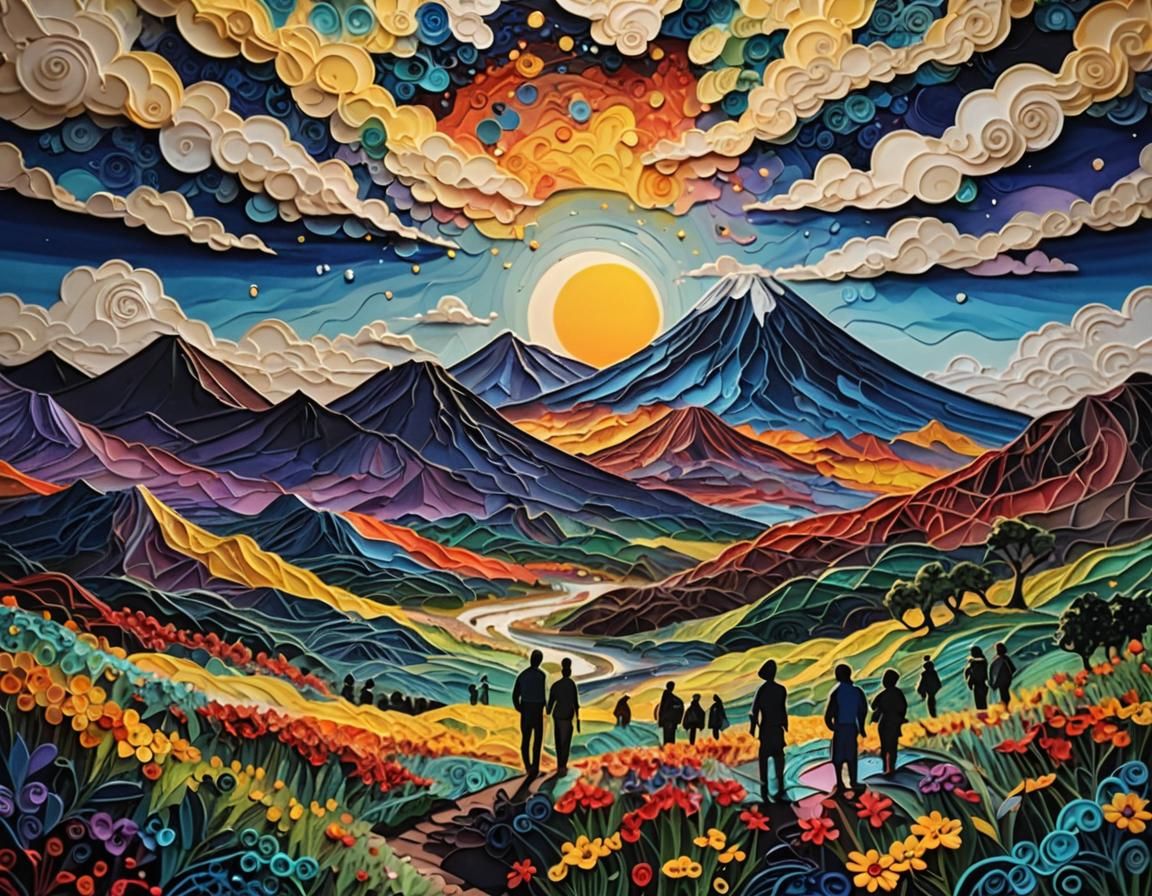 Silhouettes under Moonlight in Reverse Glass Painting