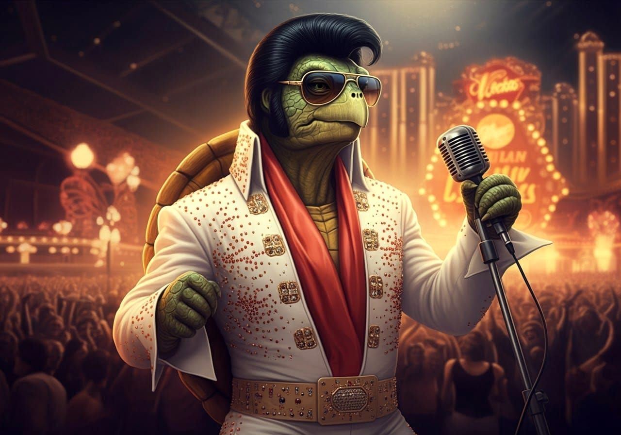 Turtle Elvis impersonator