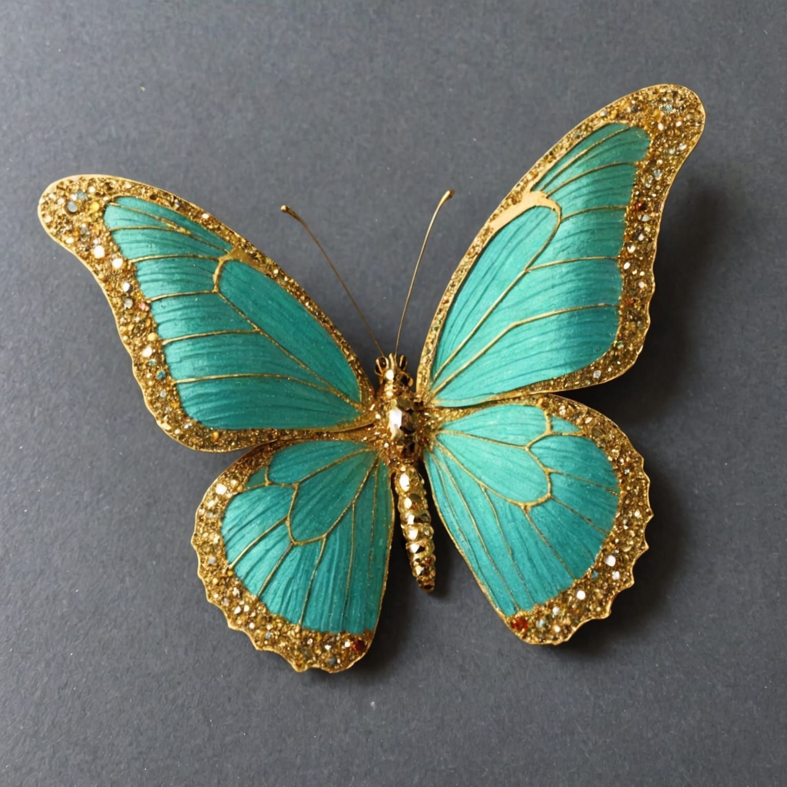 Peppermint Butterfly with Golden Sparkles