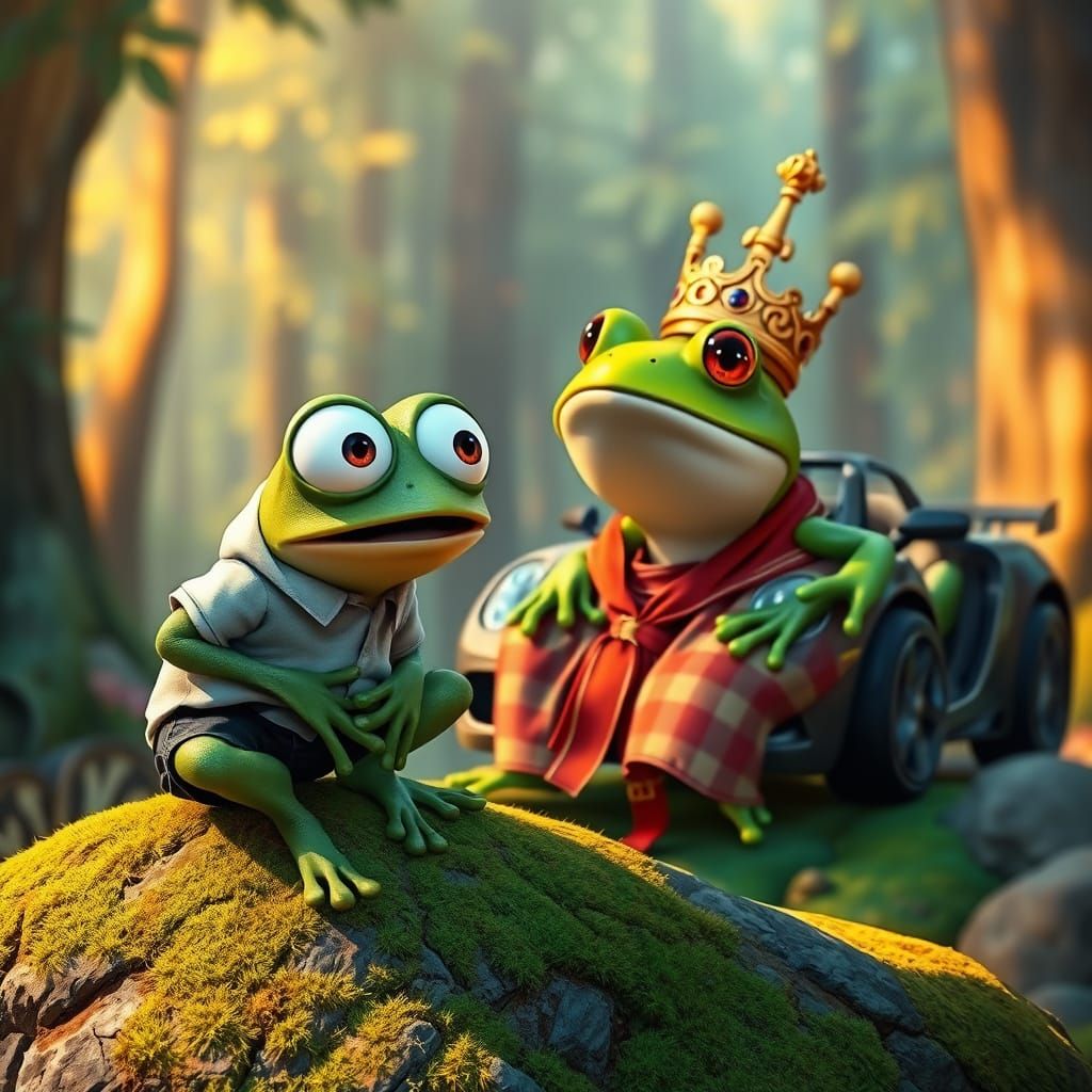 Frog Royalty: A Comedic Cartoon Scene