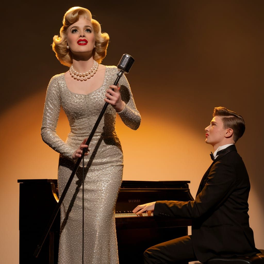 1950s Glamour Singer in Vintage Magazine Style