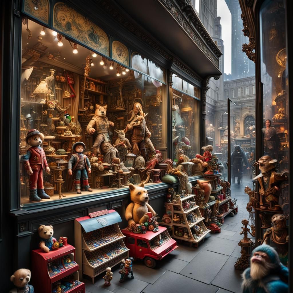 Dramatic Toy Shop Window Display