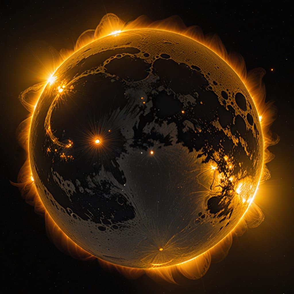 Annular Solar Eclipse Over Earth in Fiery Ring