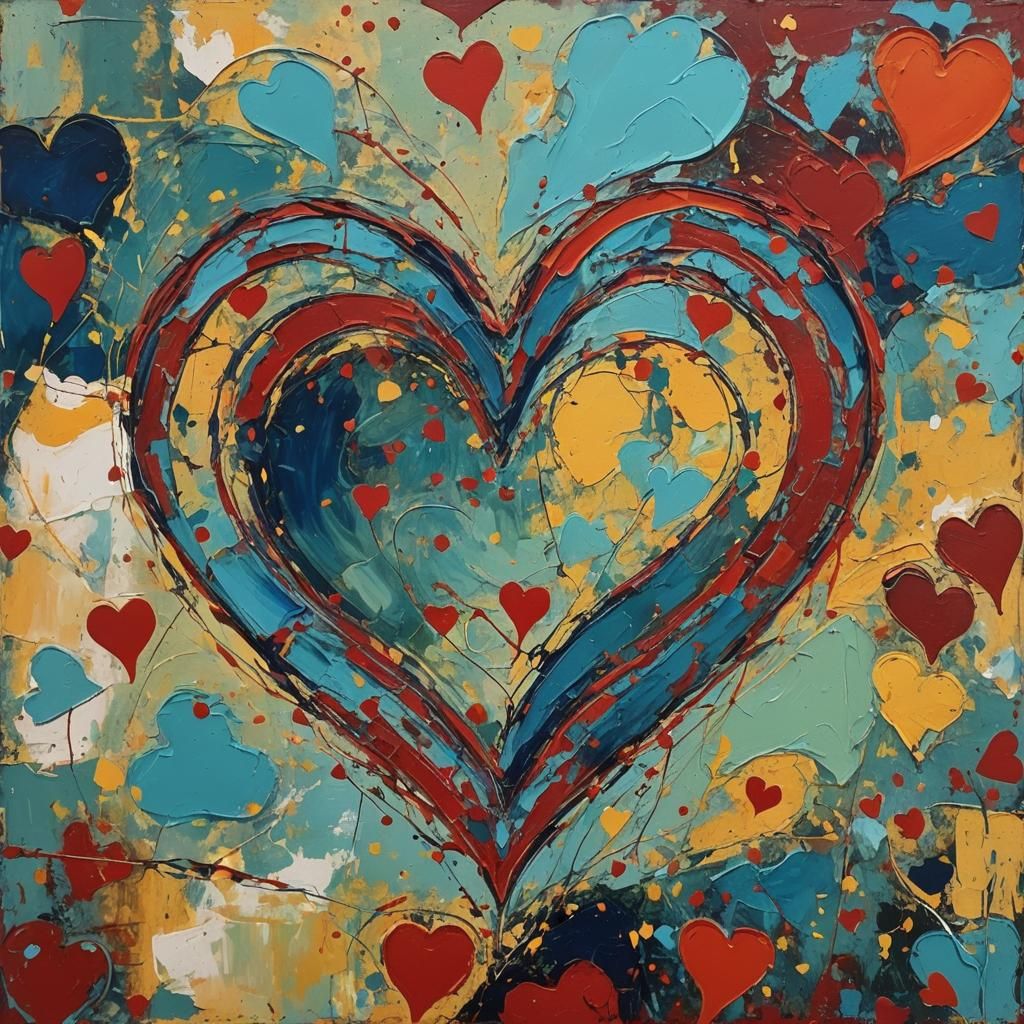 Abstract Lonely Heart in Complementary Colors