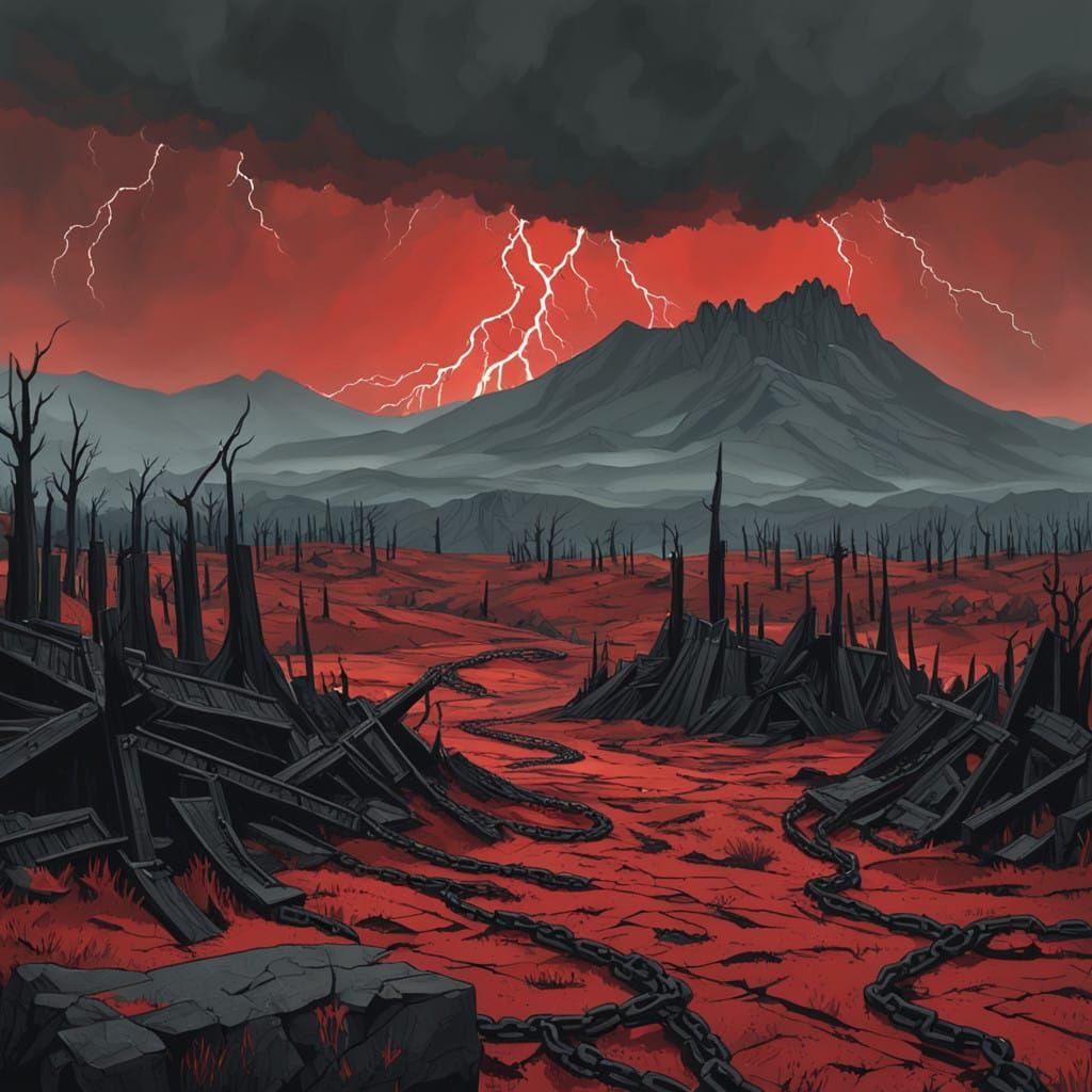 Desolate Landscape, Tense Symbolism in Post-Apocalyptic Styl...