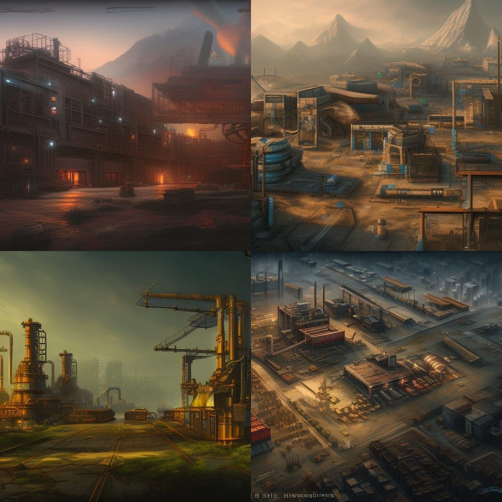 Detailed Industrial Park Matte Painting