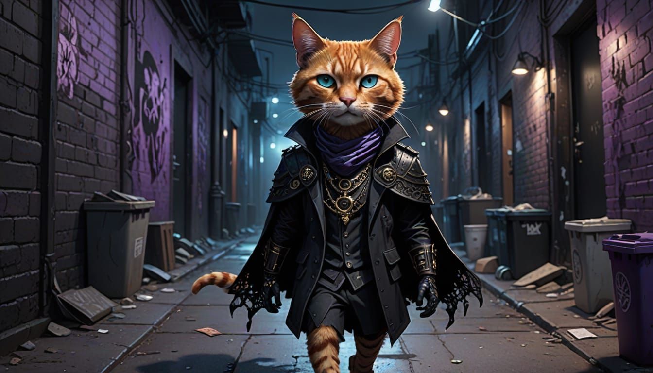 Goth Egyptian Cat in Urban Alley