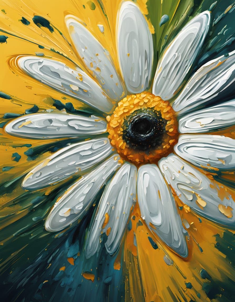 Vibrant Daisy Blooms in Swirling Brushstrokes