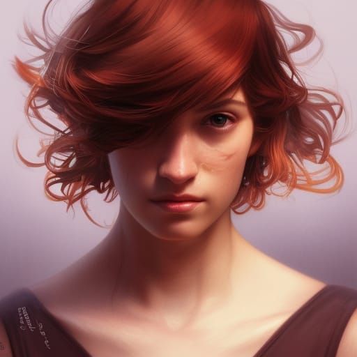 Red-Haired Teen Portrait in Hyperdetailed Digital Art