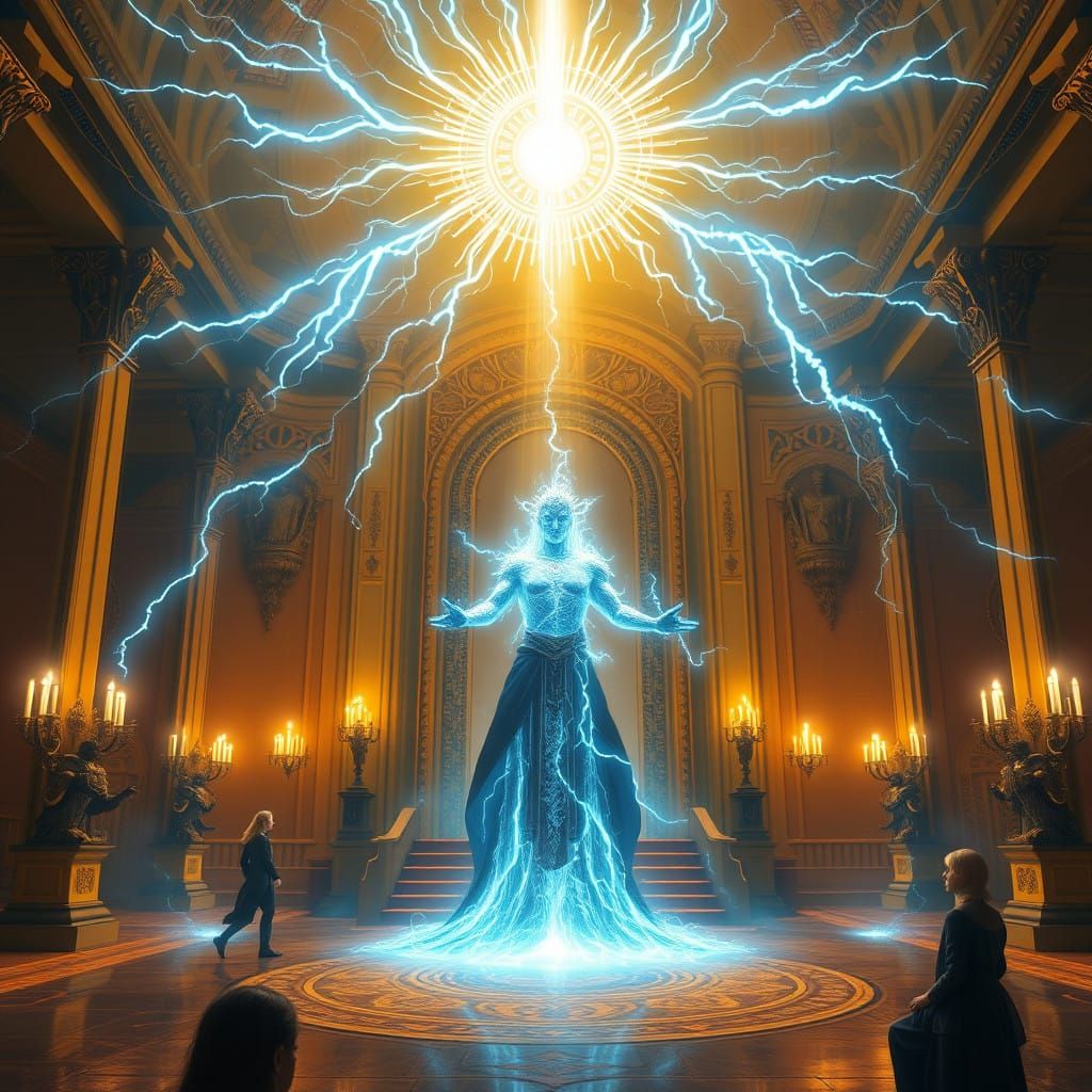 Cyberpunk Being Radiates Wisdom in Yellow Castle of the Sout...