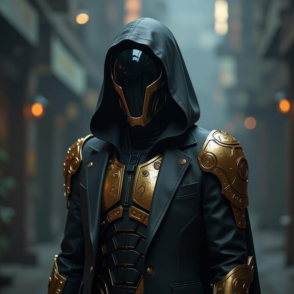 Golden Xenomorph in Biomechanical Giger Style